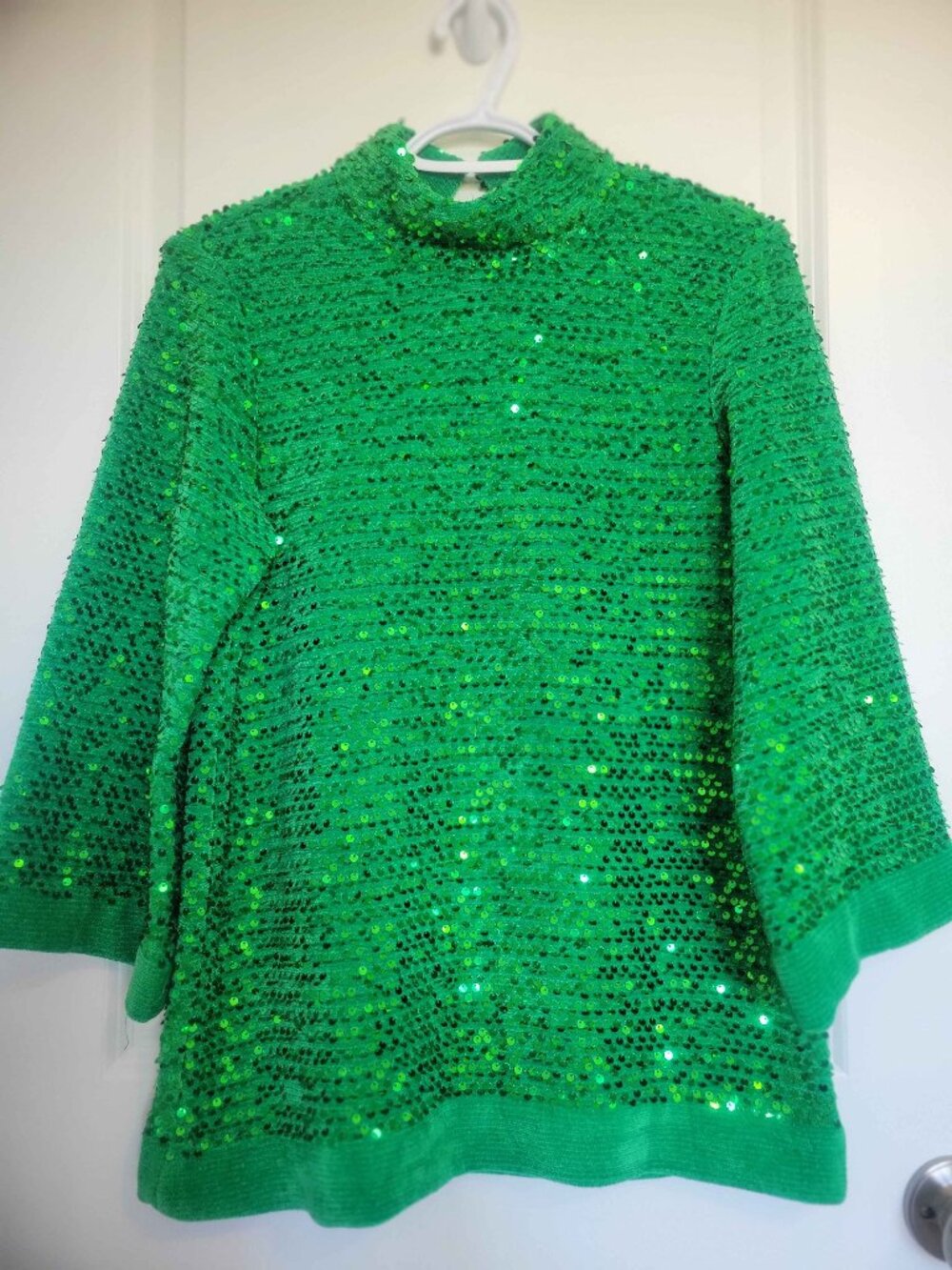 ZARA short sleeve sweater sequence green, womens